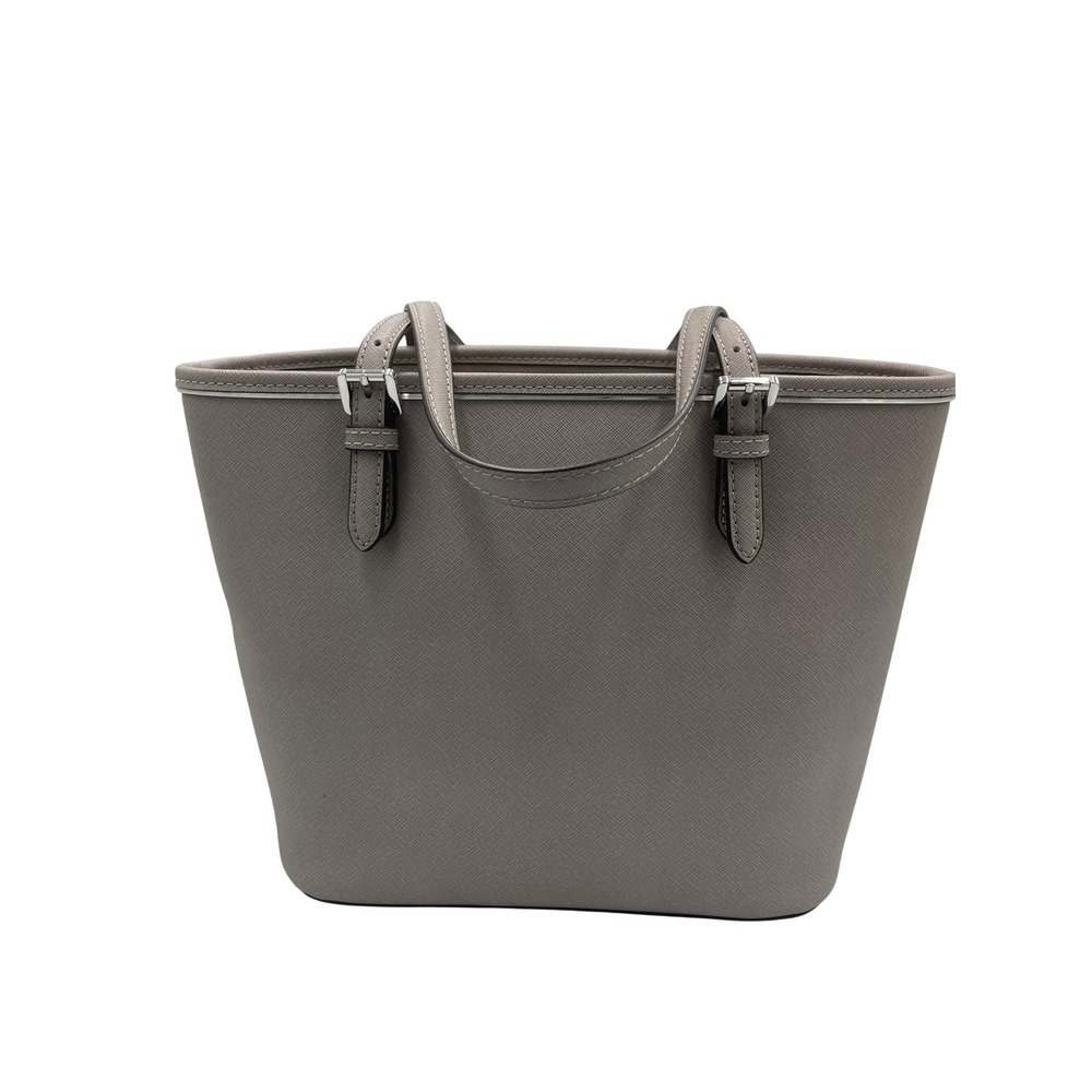 Michael Kors Jet Set Trav. Saffiano Lthr Tote Bag Taupe Gry Slvr Hardware 442G9Y - Picture 2 of 12